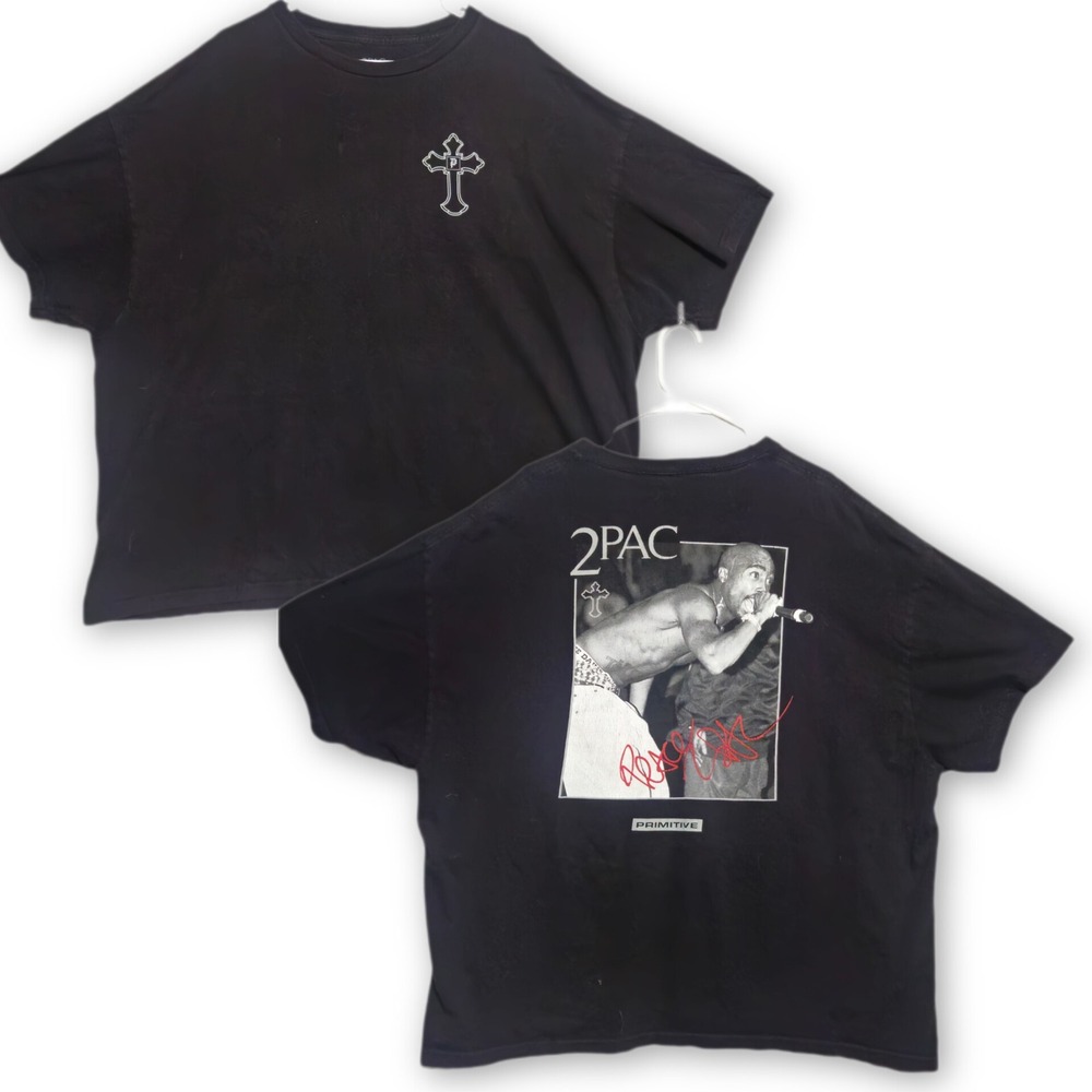 Primitive 2Pac T-Shirt Mens 3XL Black Graphic Short Sleeve Tupac Rap Streetwear
